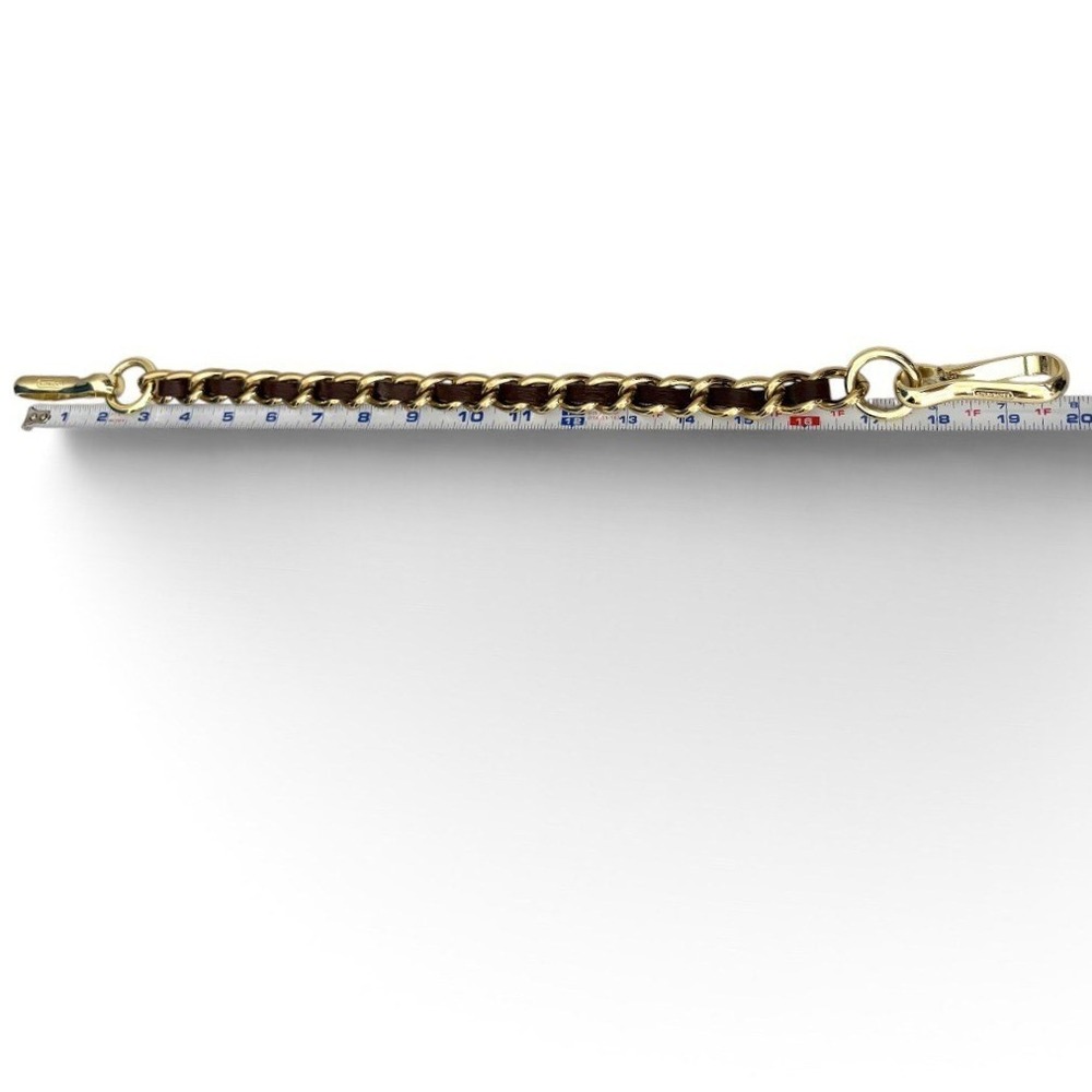 Coach Gold Tone Interwoven Leather Chain Replacement Handbag Strap 20 Inch - Picture 2 of 3